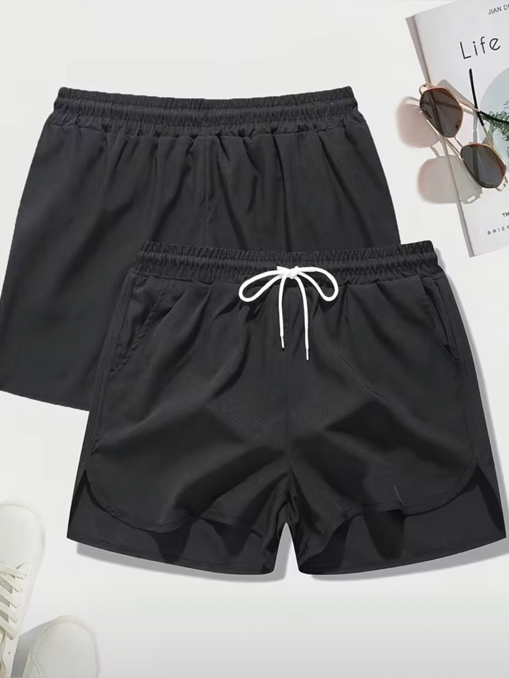 Men's Black Athletic Drawstring Shorts